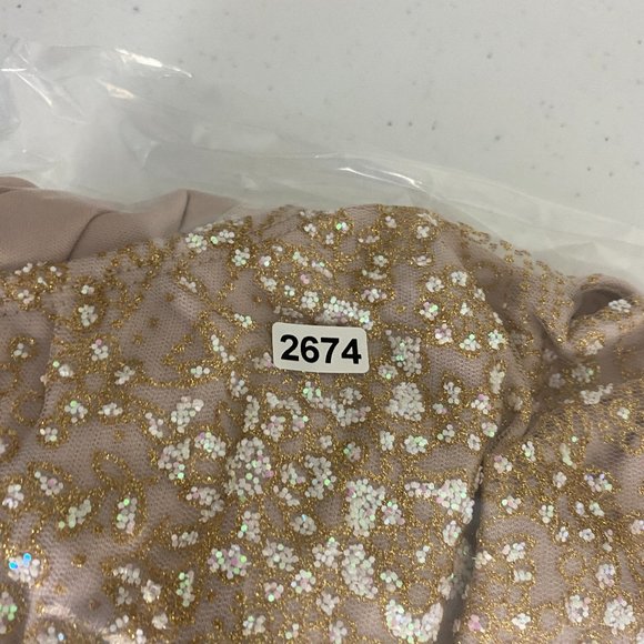 Hello Molly Look At You Bodysuit Champagne Glitter Womens Medium Lace Up Back - Picture 13 of 13